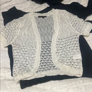 Chic Cream Open-Knit Women's Cardigan